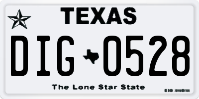 TX license plate DIG0528