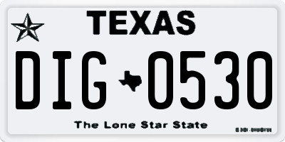 TX license plate DIG0530
