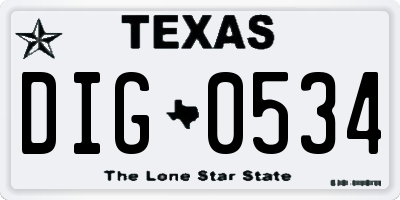 TX license plate DIG0534