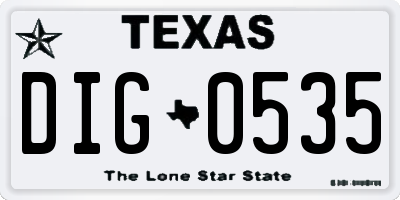 TX license plate DIG0535