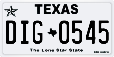 TX license plate DIG0545