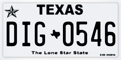 TX license plate DIG0546