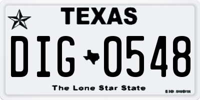 TX license plate DIG0548