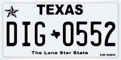 TX license plate DIG0552
