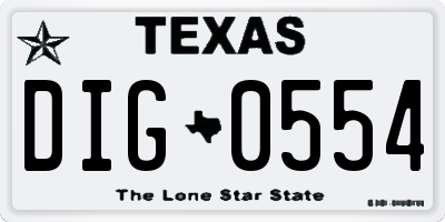 TX license plate DIG0554