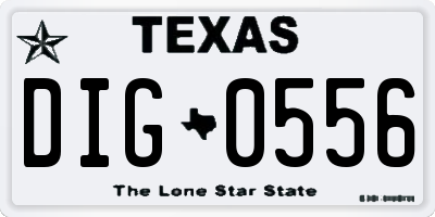 TX license plate DIG0556