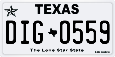 TX license plate DIG0559
