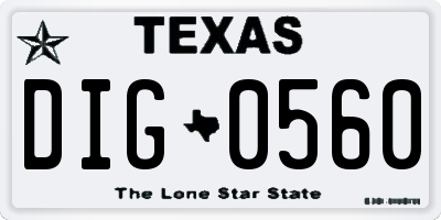 TX license plate DIG0560