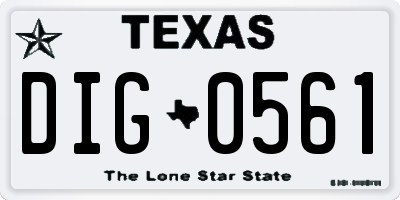 TX license plate DIG0561