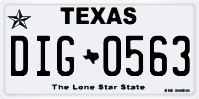 TX license plate DIG0563