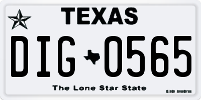TX license plate DIG0565