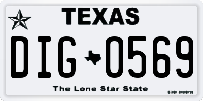 TX license plate DIG0569