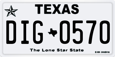 TX license plate DIG0570