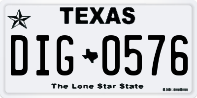 TX license plate DIG0576