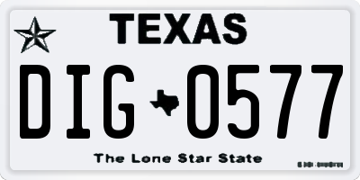 TX license plate DIG0577