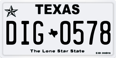 TX license plate DIG0578