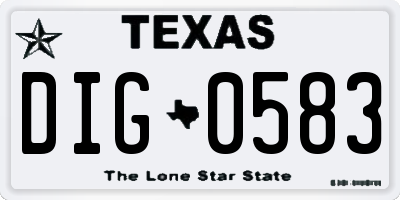 TX license plate DIG0583