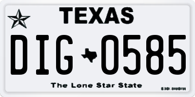 TX license plate DIG0585