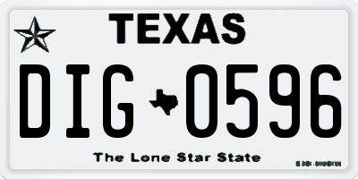 TX license plate DIG0596