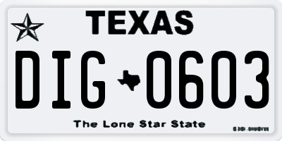 TX license plate DIG0603