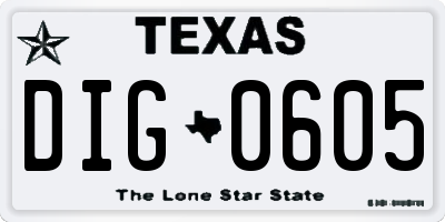 TX license plate DIG0605