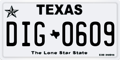 TX license plate DIG0609