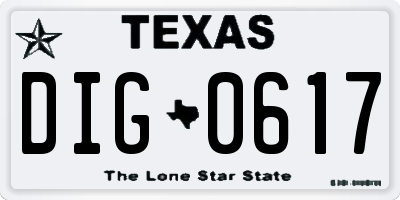 TX license plate DIG0617