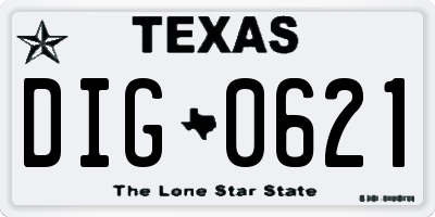TX license plate DIG0621