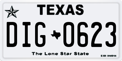 TX license plate DIG0623