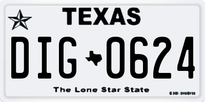 TX license plate DIG0624