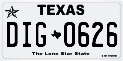 TX license plate DIG0626