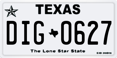 TX license plate DIG0627