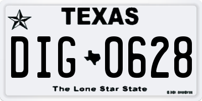 TX license plate DIG0628