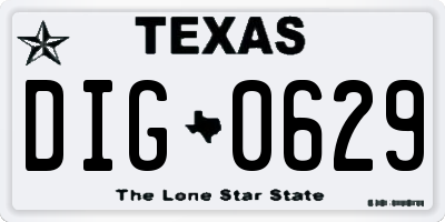 TX license plate DIG0629