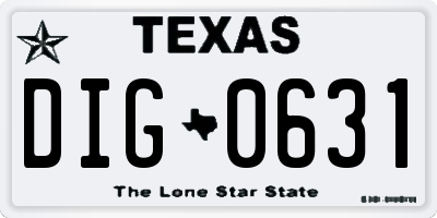 TX license plate DIG0631