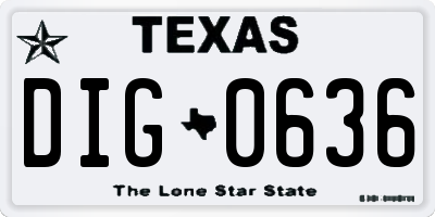 TX license plate DIG0636
