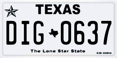 TX license plate DIG0637