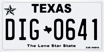 TX license plate DIG0641
