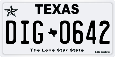 TX license plate DIG0642