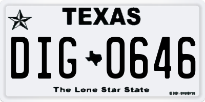 TX license plate DIG0646
