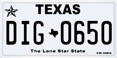 TX license plate DIG0650