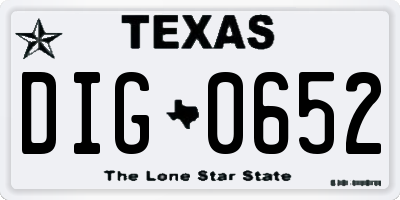 TX license plate DIG0652