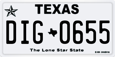 TX license plate DIG0655