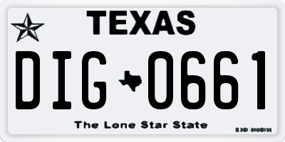 TX license plate DIG0661