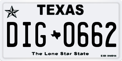 TX license plate DIG0662