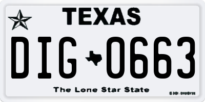 TX license plate DIG0663