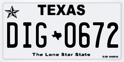 TX license plate DIG0672