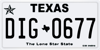 TX license plate DIG0677