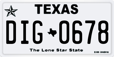 TX license plate DIG0678