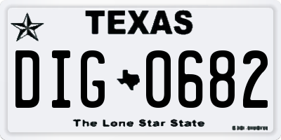TX license plate DIG0682
